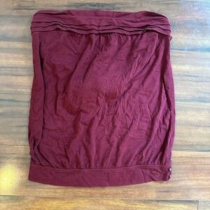 ABERCROMBIE & FITCH BURGUNDY STRAPLESS TUBE TOP WITH TIE BACK DETAIL